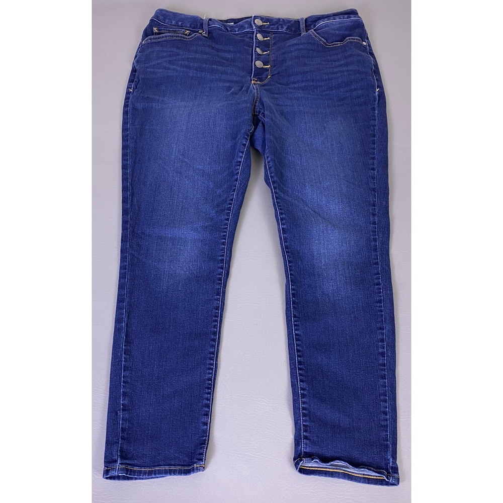 ana a new approach High Rise Skinny Jeans Women's 20W Blue Dark Wash Button Fly
